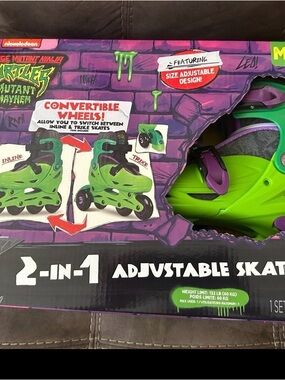 Nickelodeon Teenage Mutant Ninja Turtles 2-in-1 Adjustable Green Kids Skates